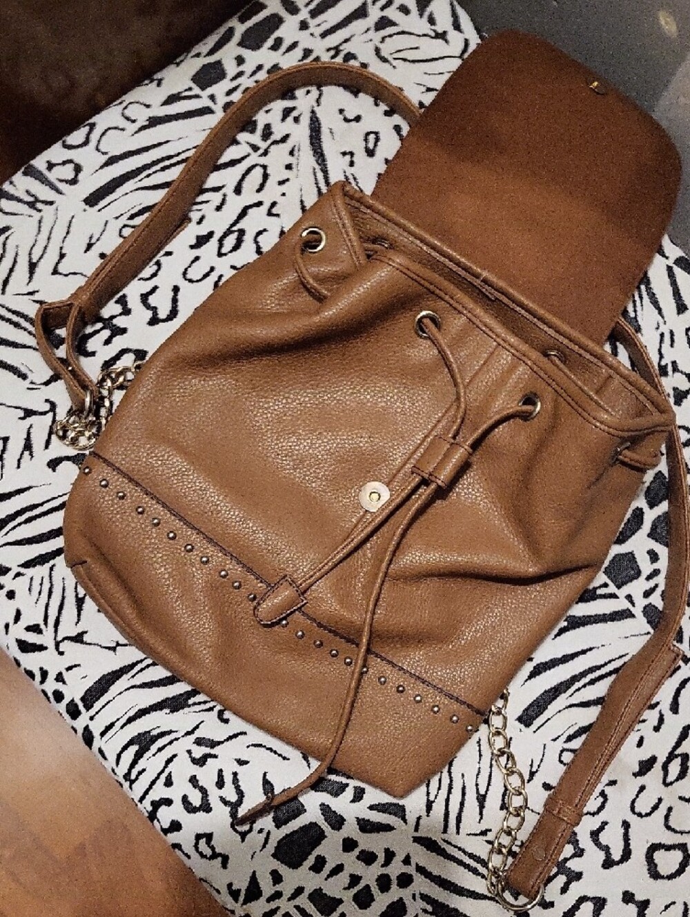 GUESS Tan Studded Drawstring Backpack - Picture 3 of 8